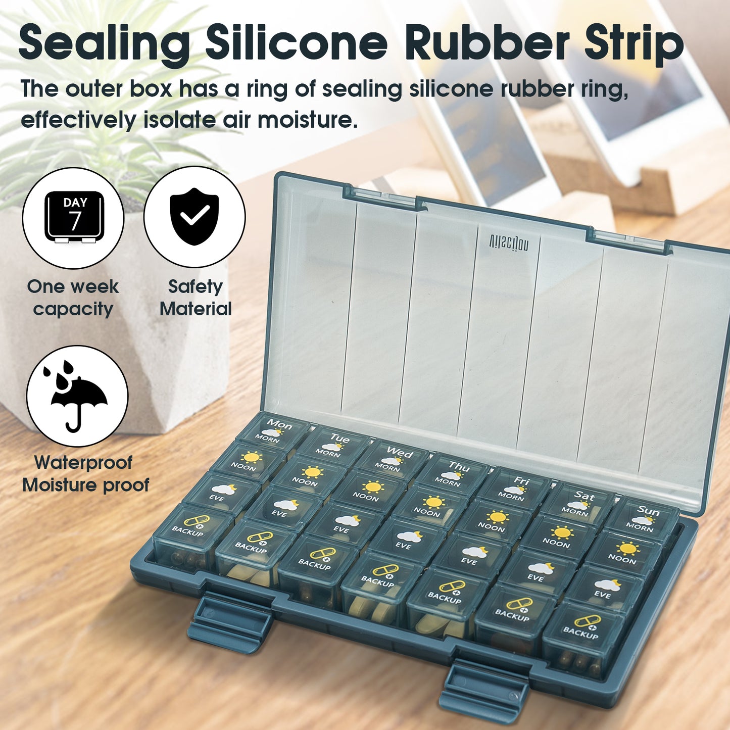 Glosen 28 Compartment Pill Organizer for Pills/Vitamins/Fish Oil/Supplements