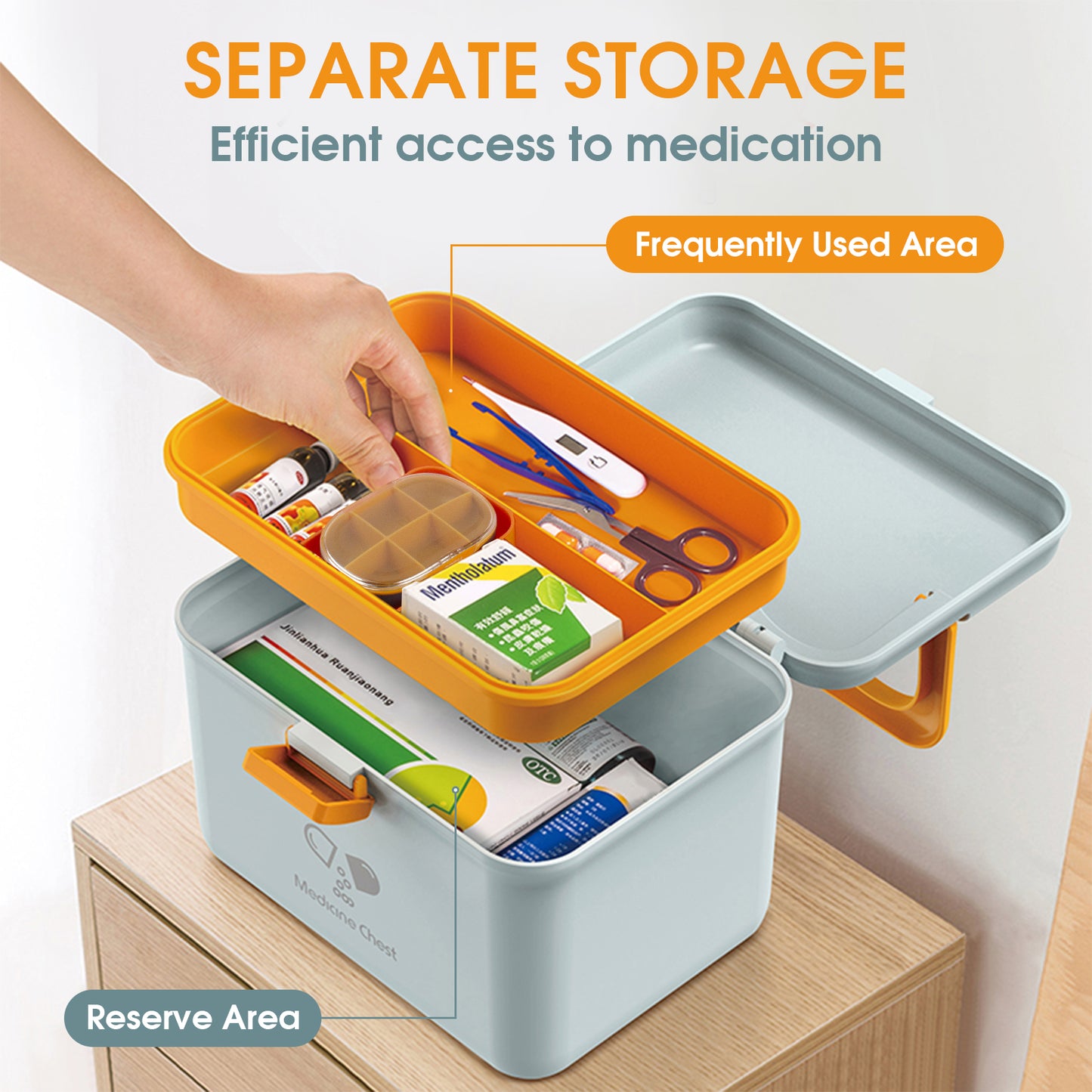 Medicine Lock Storge Box,(Dispenser + pill cutter),Storage Organizer, Household Portable Sundries Storage Box, Home Organizer,Large capacity storage box