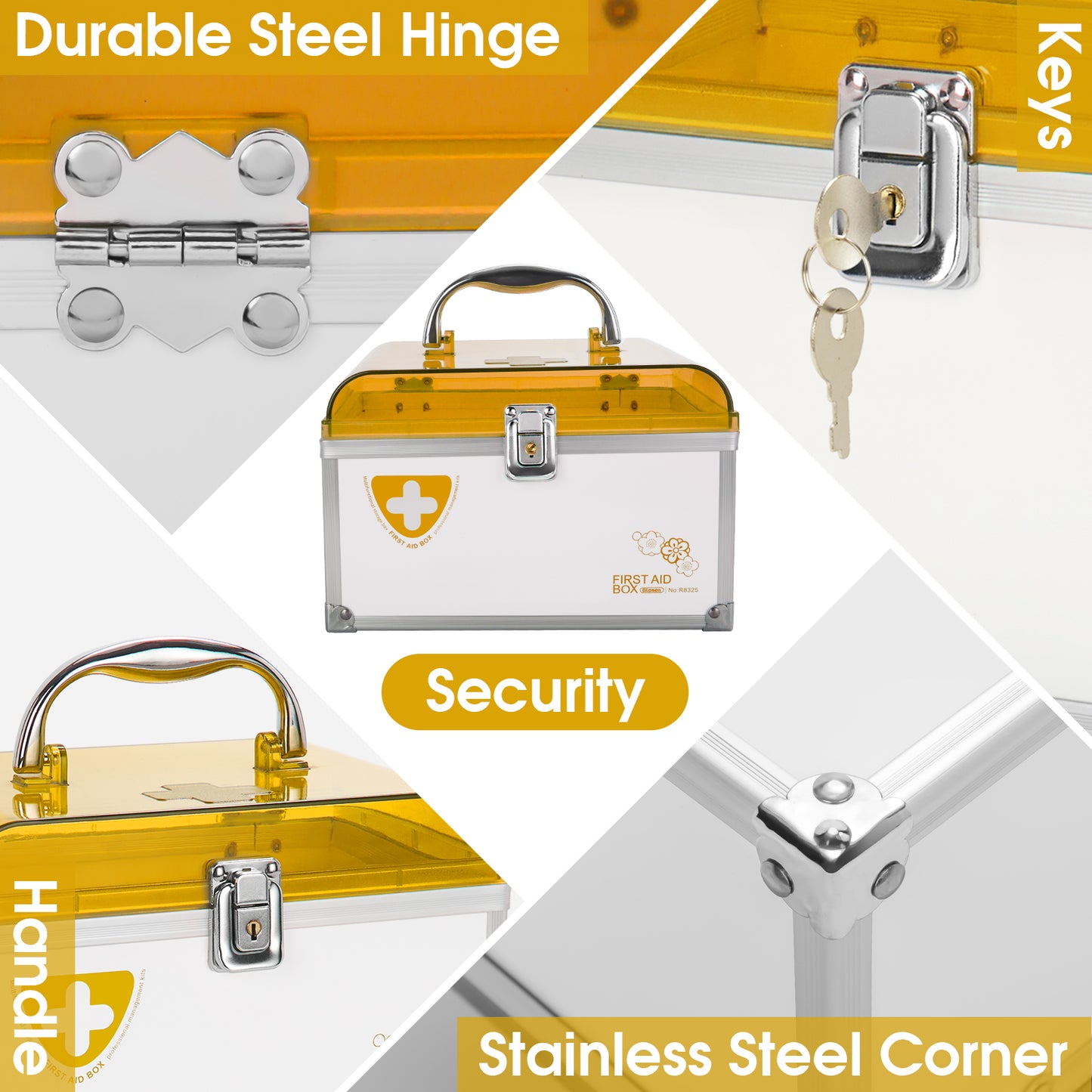 Medicine Lock Box With Key,8.46 * 5.87 * 5.51 Inch,locked Medicine Box with Child Safe Lock