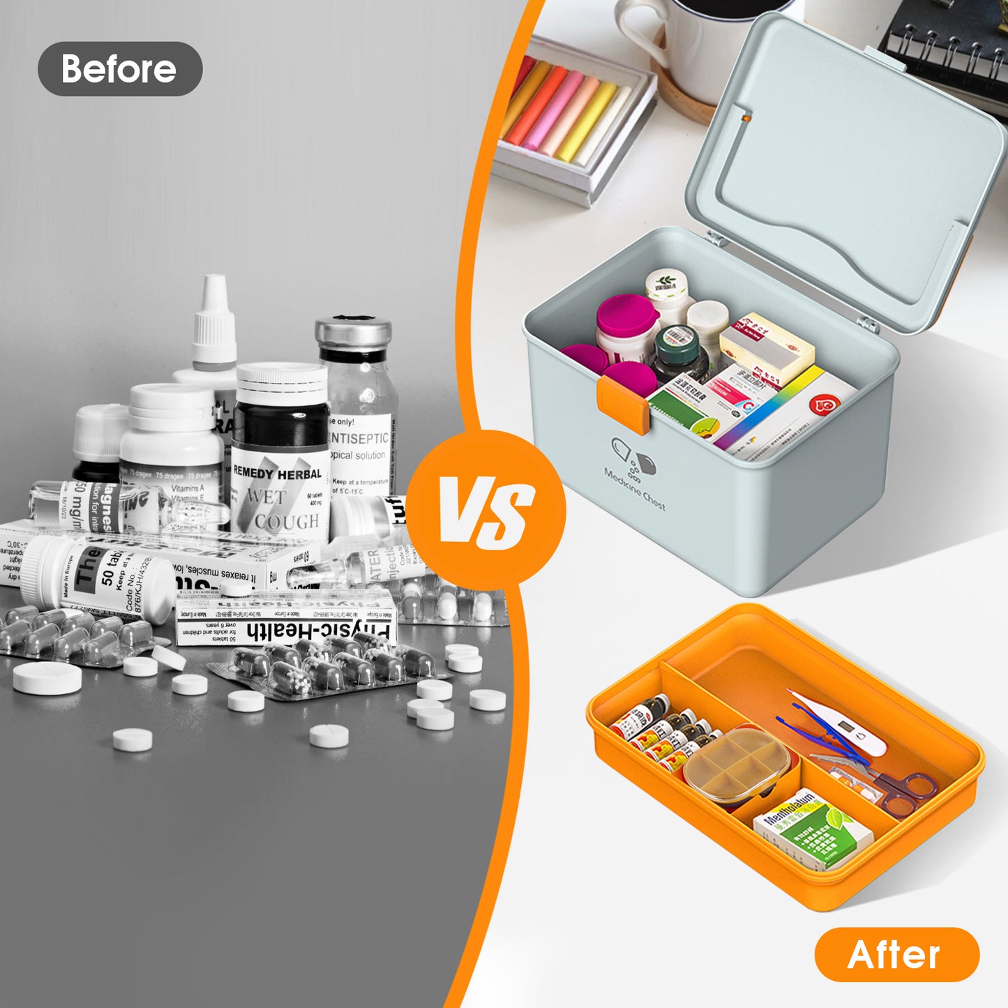 Medicine Lock Storge Box,(Dispenser + pill cutter),Storage Organizer, Household Portable Sundries Storage Box, Home Organizer,Large capacity storage box