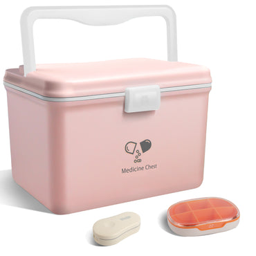 Medicine Lock  Storge Box,(Dispenser + pill cutter),Storage Organizer, Household Portable Sundries Storage Box, Home Organizer,Large capacity storage box
