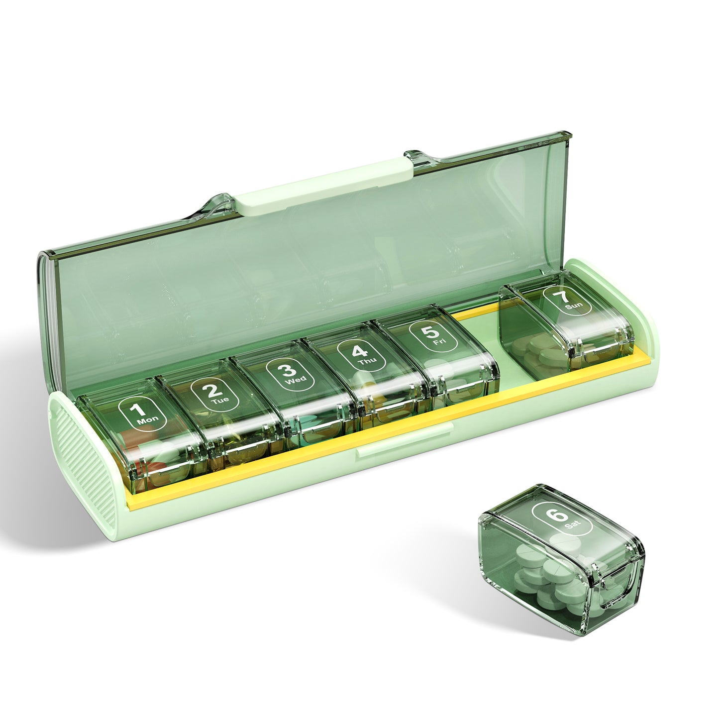 Cute Pill Organizer, Travel Pill Case, 7Grid Pill Storage Box, Moisture Proof Medicine Container Holder for Daily Use
