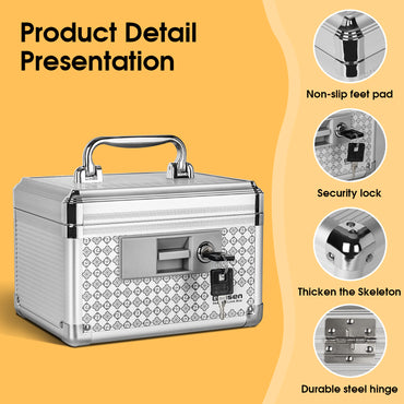 Medicine Lock Box ,Storage Lock Box , Lockable Dorm Storage Trunk with Key Lock - Briefcase, Lock Boxes for Personal Items,Household Portable Sundries Storage Box, Home Organizer