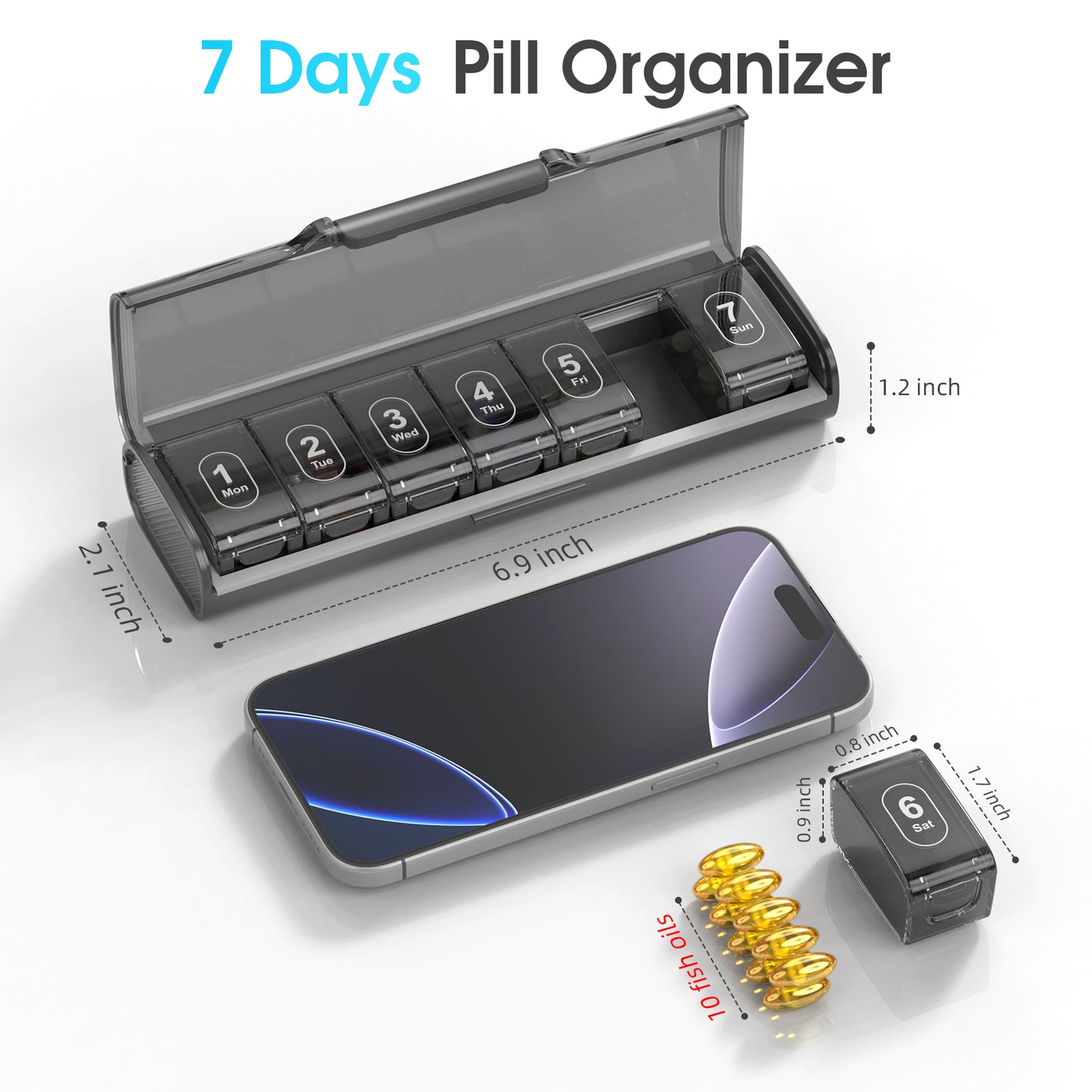 Cute Pill Organizer, Travel Pill Case, 7Grid Pill Storage Box, Moisture Proof Medicine Container Holder for Daily Use