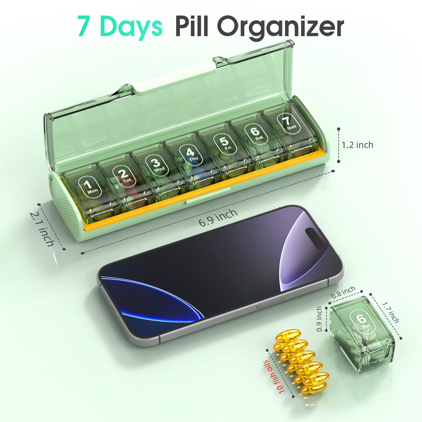 Cute Pill Organizer, Travel Pill Case, 7Grid Pill Storage Box, Moisture Proof Medicine Container Holder for Daily Use