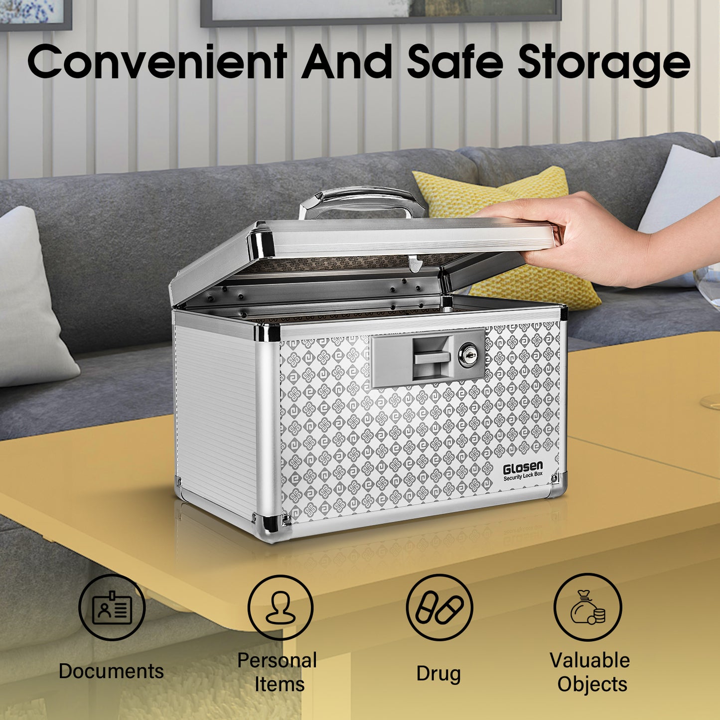 Medicine Lock Box ,Storage Lock Box , Lockable Dorm Storage Trunk with Key Lock - Briefcase, Lock Boxes for Personal Items,Household Portable Sundries Storage Box, Home Organizer