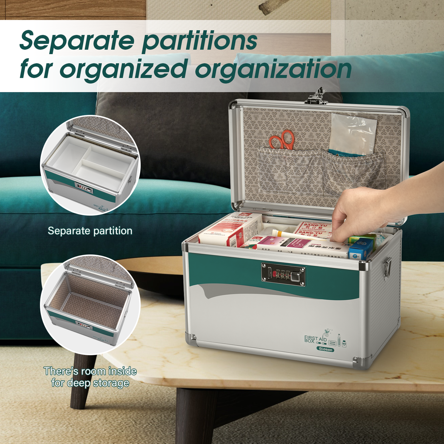 Medicine Lock Box with Combination Lock, Medication lock box,medicine safe lock box,medical box organizer