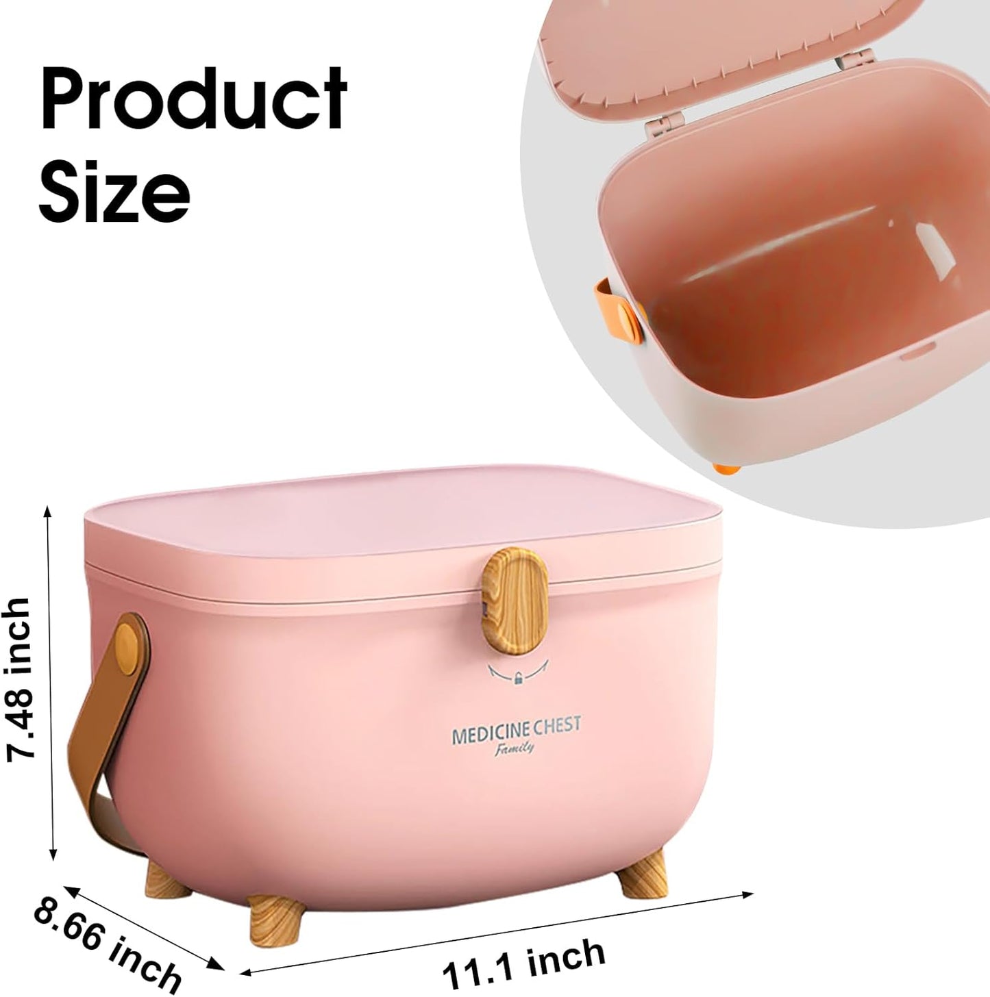 Clear Medicine Storage Box with Leather Handle(Pill box + pill cutter),Large Capacity Plastic Pills Box, Storage Organizer, Household Portable Sundries Storage Box, Home Organizer,Bathroom Organization,Balcony Organizer
