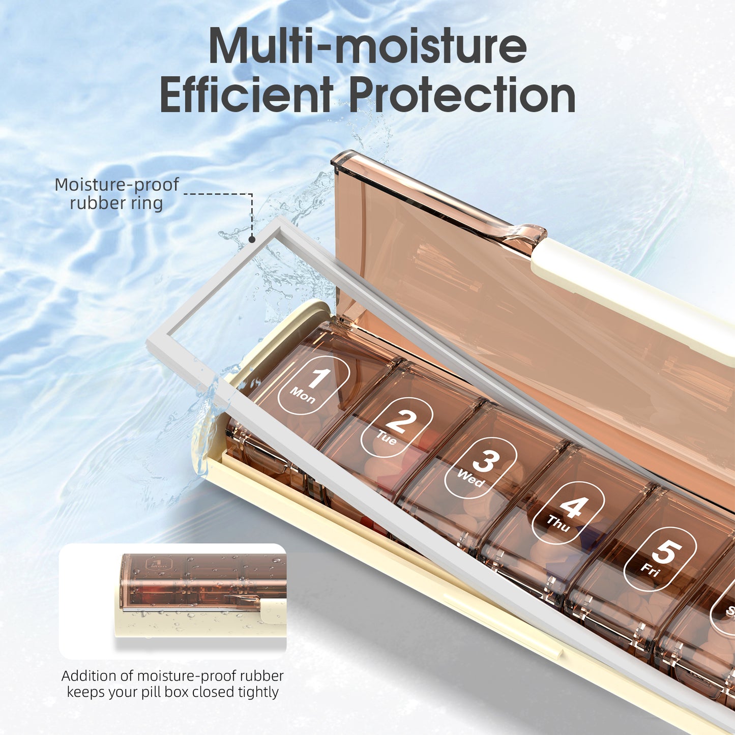 Cute Pill Organizer, Travel Pill Case, 7Grid Pill Storage Box, Moisture Proof Medicine Container Holder for Daily Use