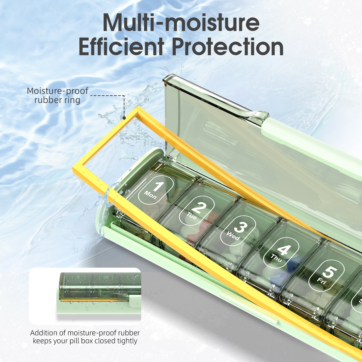 Cute Pill Organizer, Travel Pill Case, 7Grid Pill Storage Box, Moisture Proof Medicine Container Holder for Daily Use