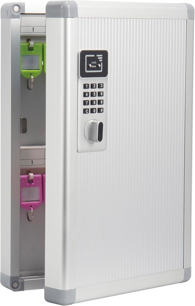 Key Organizer Lock Box with Combination Lock, Key Box Wall Mount with Code Lock and Key Tag for House Keys Outdoor Key Cabinet 10.82 * 2.55 * 18.9 Inch 【24 Slots】