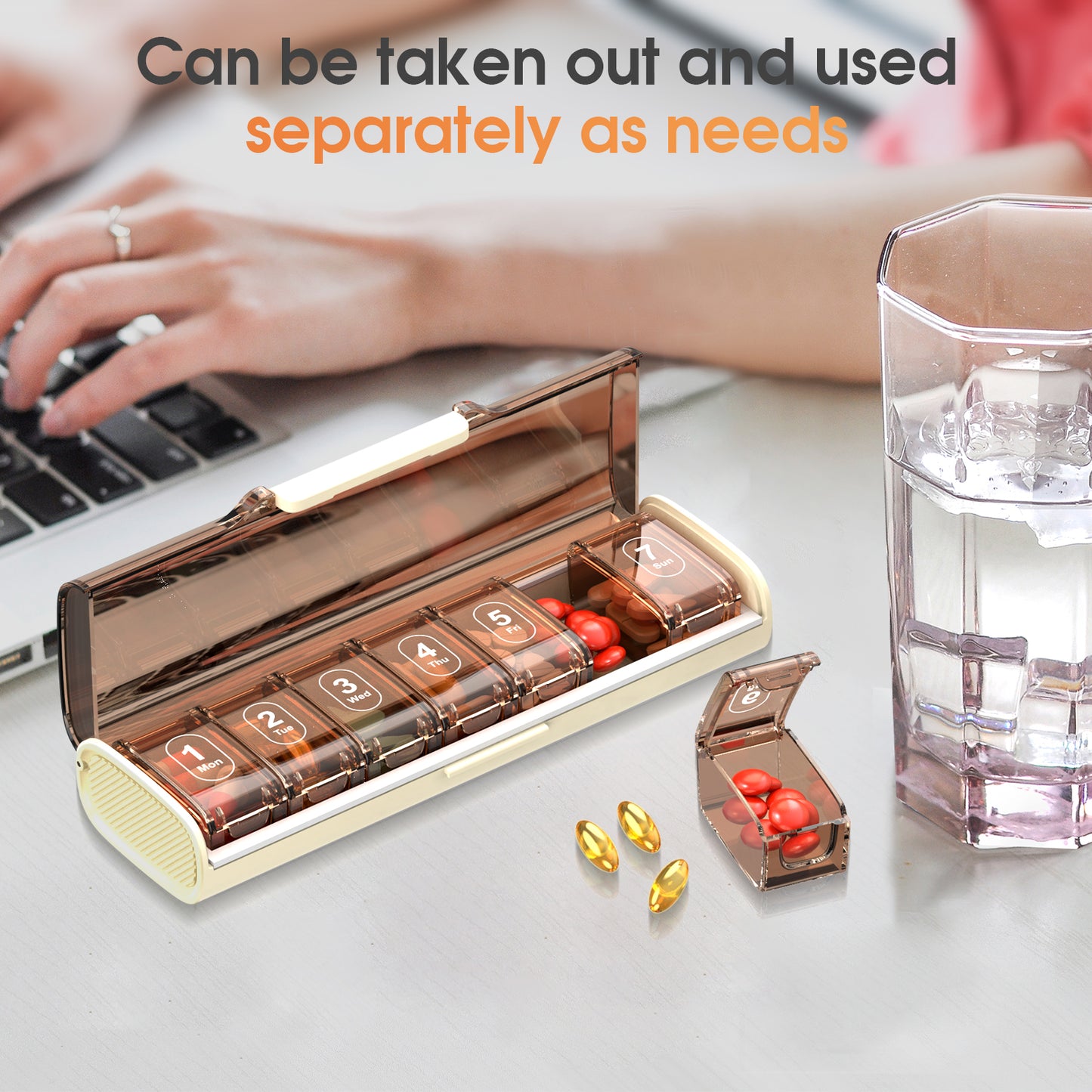 Cute Pill Organizer, Travel Pill Case, 7Grid Pill Storage Box, Moisture Proof Medicine Container Holder for Daily Use
