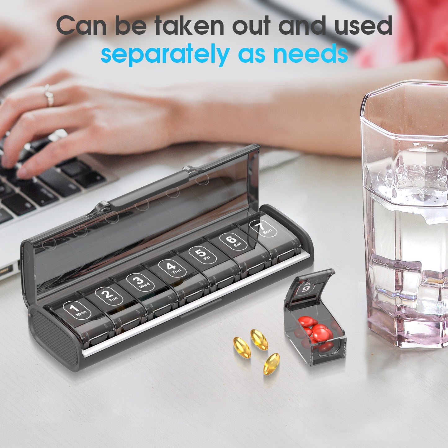 Cute Pill Organizer, Travel Pill Case, 7Grid Pill Storage Box, Moisture Proof Medicine Container Holder for Daily Use