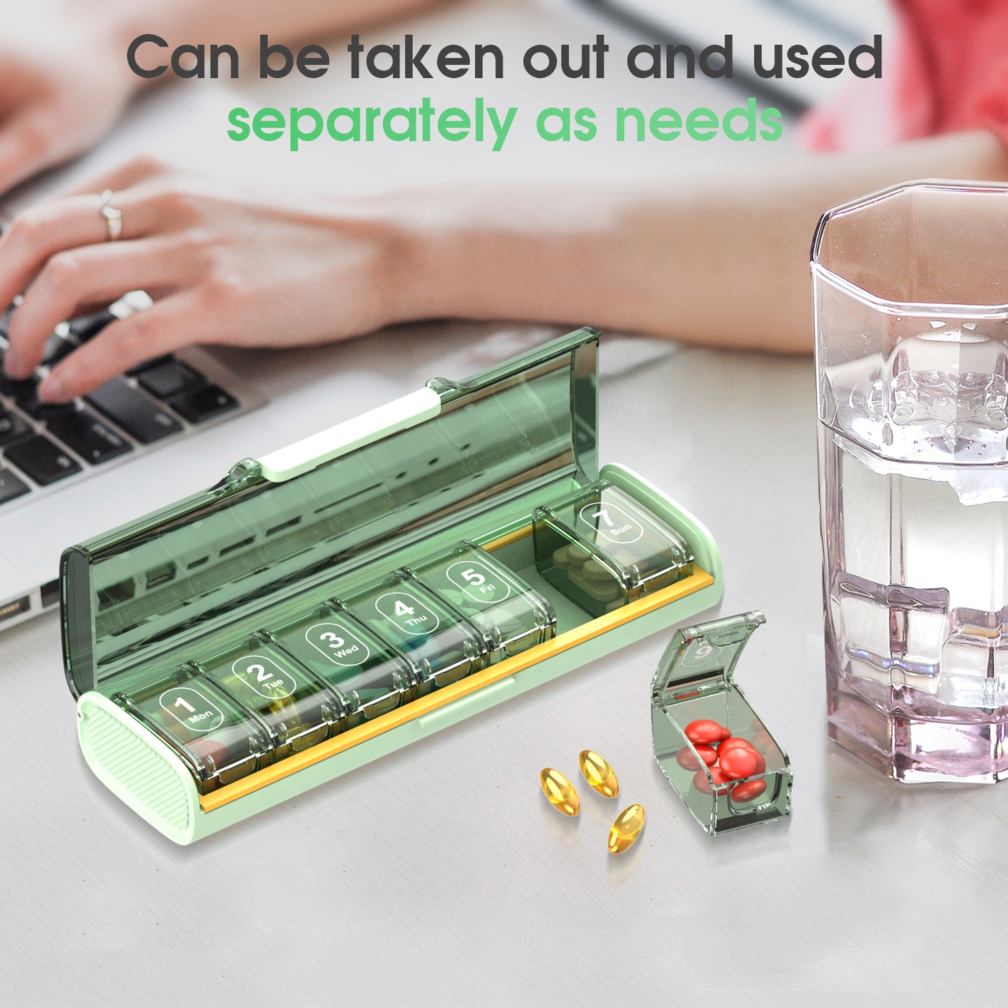 Cute Pill Organizer, Travel Pill Case, 7Grid Pill Storage Box, Moisture Proof Medicine Container Holder for Daily Use