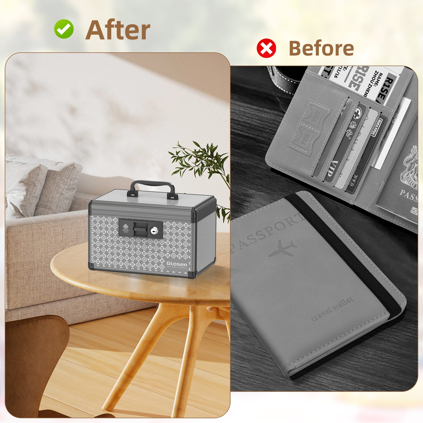 Medicine Lock Box ,Storage Lock Box , Lockable Dorm Storage Trunk with Key Lock - Briefcase, Lock Boxes for Personal Items,Household Portable Sundries Storage Box, Home Organizer