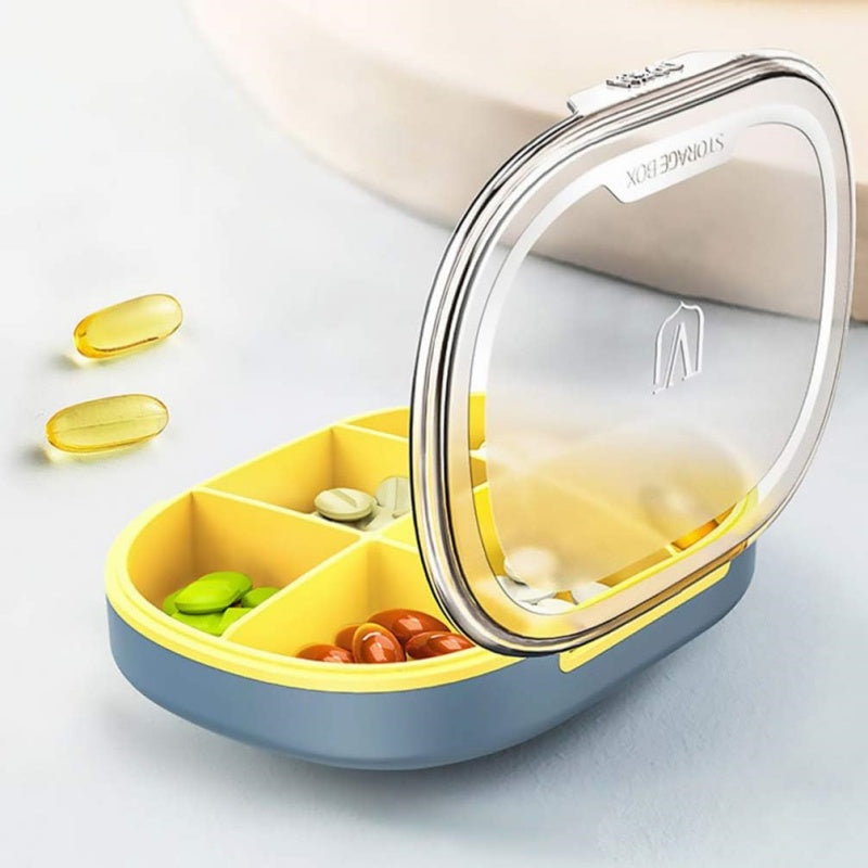 Pill Organizer, Pill Box 2 Pack, Small Pill Case for Purse & Pocket, Daily Medicine Vitamin Pill Box, Fish Oil Box, Supplement Box 2 Pcs (Six-Compartment) 4Color