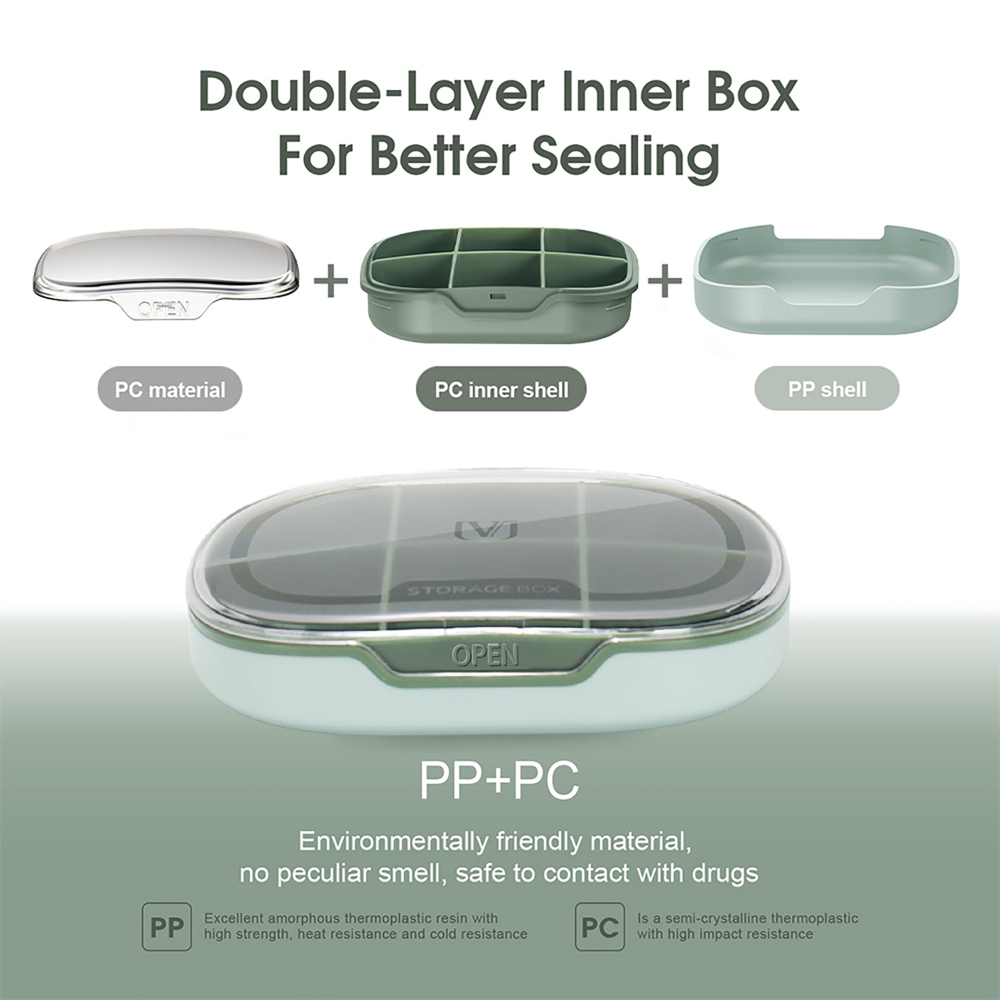 Pill Organizer, Pill Box 2 Pack, Small Pill Case for Purse & Pocket, Daily Medicine Vitamin Pill Box, Fish Oil Box, Supplement Box 2 Pcs (Six-Compartment) 4Color