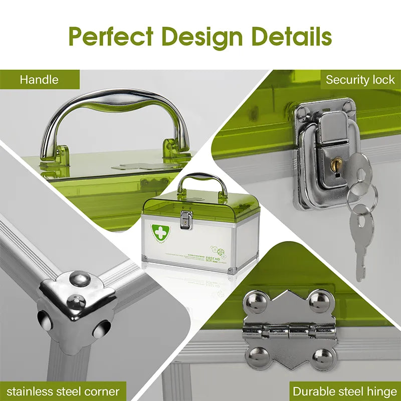 Medicine Lock Box With Key,8.46 * 5.87 * 5.51 Inch,locked Medicine Box with Child Safe Lock