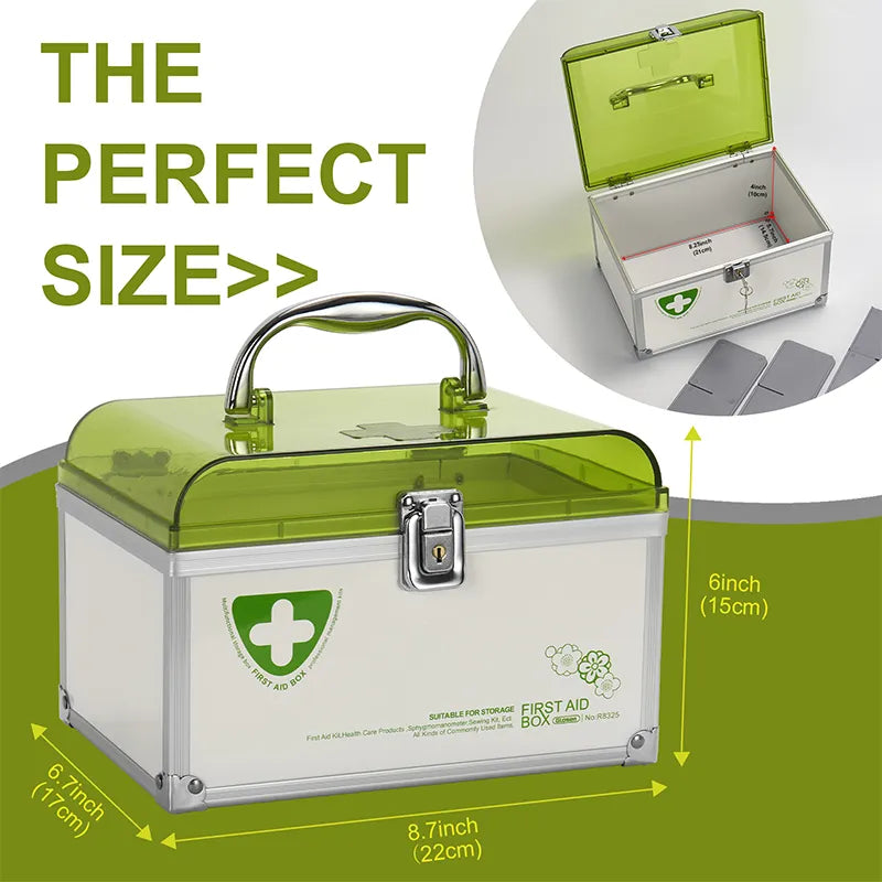 Medicine Lock Box With Key,8.46 * 5.87 * 5.51 Inch,locked Medicine Box with Child Safe Lock