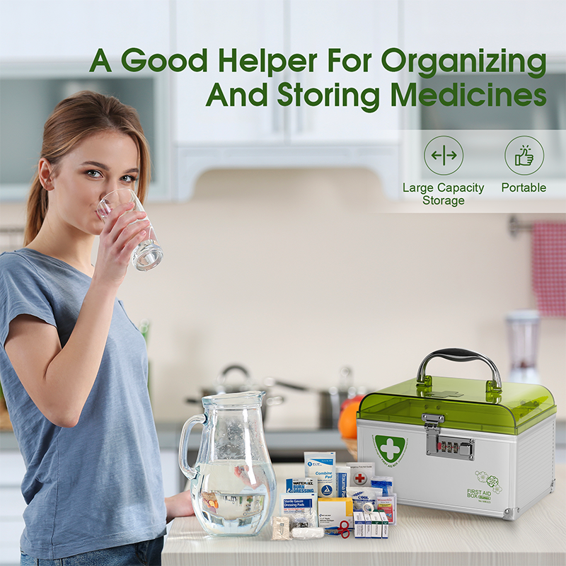 Medicine Storage Box with Lock,Large Capacity Plastic Pills Box, Household Portable Sundries Storage Box, Home Organizer,locked Medicine Box with Child Safe Lock