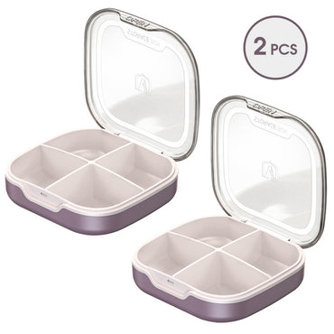 Glosen Pill Organizer Travel,Pill Box, Small Pill Case for Purse & Pocket, 4Compartments Pill Case, Daily Medicine Vitamin Box, Fish Oil Box, Supplement Box (Four-Compartment) (2 Color))