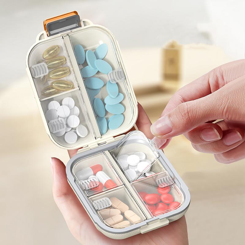 Cute Portable Pill Box, 7 Grid Sub-packaging Pills Sealed Storage Box,Portable Dust-proof Storage Organizer, Pill Storage Box,Travel Medicine Box,Travel Essentials