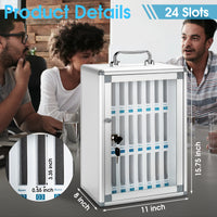 24 Slots and 36 Slots Aluminum Cell Phone Holder Classroom Meeting Room,Cell Phone Jail Lock Box Storage Cabinet Pocket Chart with Handle and Security Lock for Office