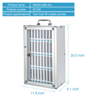 24 Slots and 36 Slots Aluminum Cell Phone Holder Classroom Meeting Room,Cell Phone Jail Lock Box Storage Cabinet Pocket Chart with Handle and Security Lock for Office