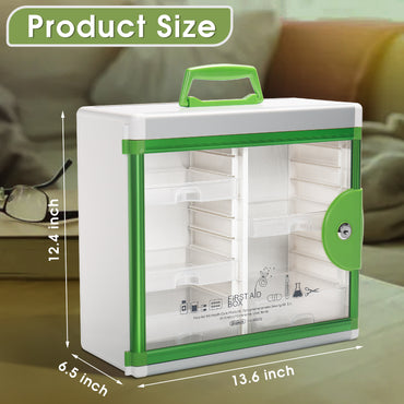 Medicine Cabinet Locking Medicine Cabinet Wall Mounted 15.62 x 6.5 x 15.43 Inch and 12.4 x 6.5 x 14.17Inch  Portable Storage Container Big Capacity Green