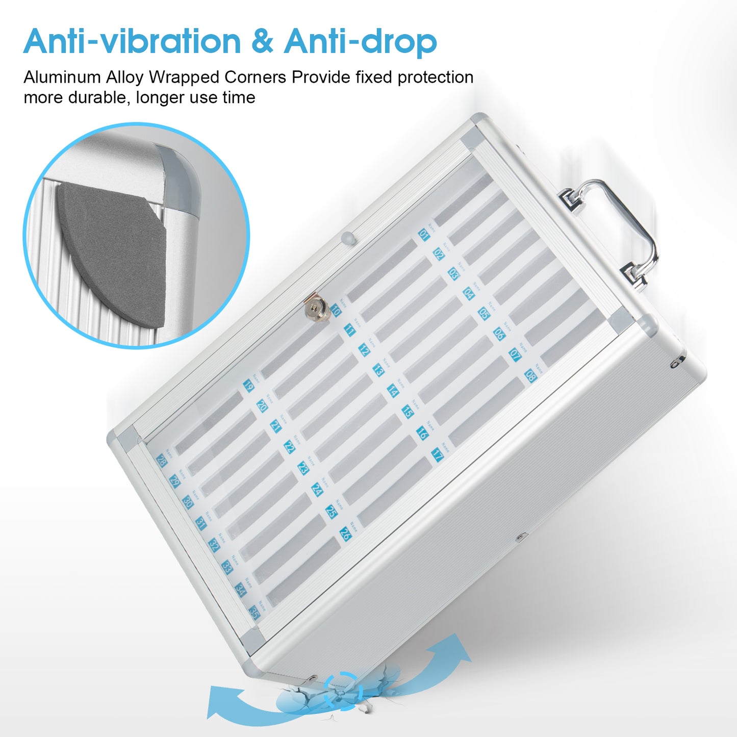 24 Slots and 36 Slots Aluminum Cell Phone Holder Classroom Meeting Room,Cell Phone Jail Lock Box Storage Cabinet Pocket Chart with Handle and Security Lock for Office