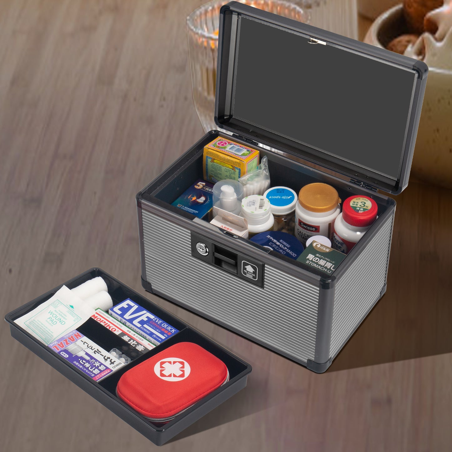 Lockable Medication Box, Locking Box for Secure Cash, Jewelry, ID Documents  Lockable Dorm Storage Trunk with Key Lock - Briefcase, Lock Boxes for Personal Items