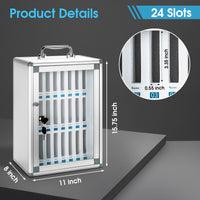 24 Slots and 36 Slots Aluminum Cell Phone Holder Classroom Meeting Room,Cell Phone Jail Lock Box Storage Cabinet Pocket Chart with Handle and Security Lock for Office