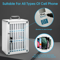 24 Slots and 36 Slots Aluminum Cell Phone Holder Classroom Meeting Room,Cell Phone Jail Lock Box Storage Cabinet Pocket Chart with Handle and Security Lock for Office