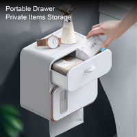 Household Essentials Bathroom Wall Tissue Storage Box with Waterproof Tape Drawer - Family Organizer Gift Decoration Shelf