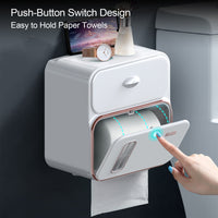 Household Essentials Bathroom Wall Tissue Storage Box with Waterproof Tape Drawer - Family Organizer Gift Decoration Shelf