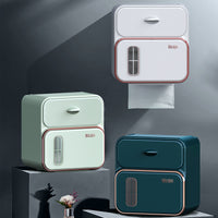 Household Essentials Bathroom Wall Tissue Storage Box with Waterproof Tape Drawer - Family Organizer Gift Decoration Shelf
