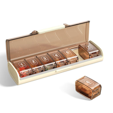 Cute Pill Organizer, Travel Pill Case, 7Grid Pill Storage Box, Moisture Proof Medicine Container Holder for Daily Use