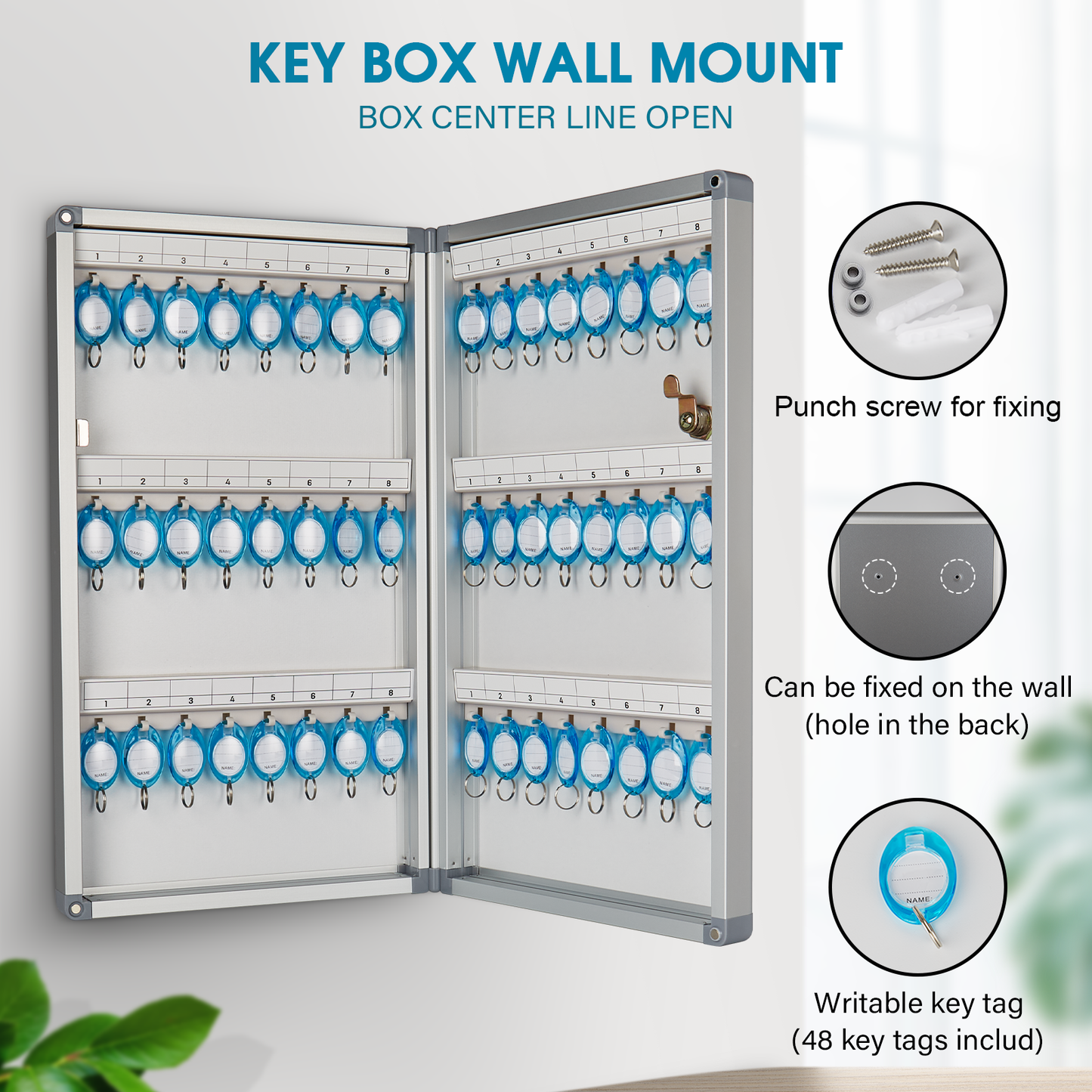 Key Cabinet, Key Organizer Lock Box Key Box Wall Mount with Lock and Key Tag for House Keys Outdoor 10.82 * 2.55 * 18.9 Inch【48 Slots】and 8.46 * 2.5 * 13 Inch 【24 Slots】