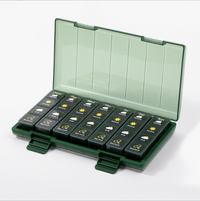 Glosen 28 Compartment Pill Organizer for Pills/Vitamins/Fish Oil/Supplements (Blue、Black and Green)