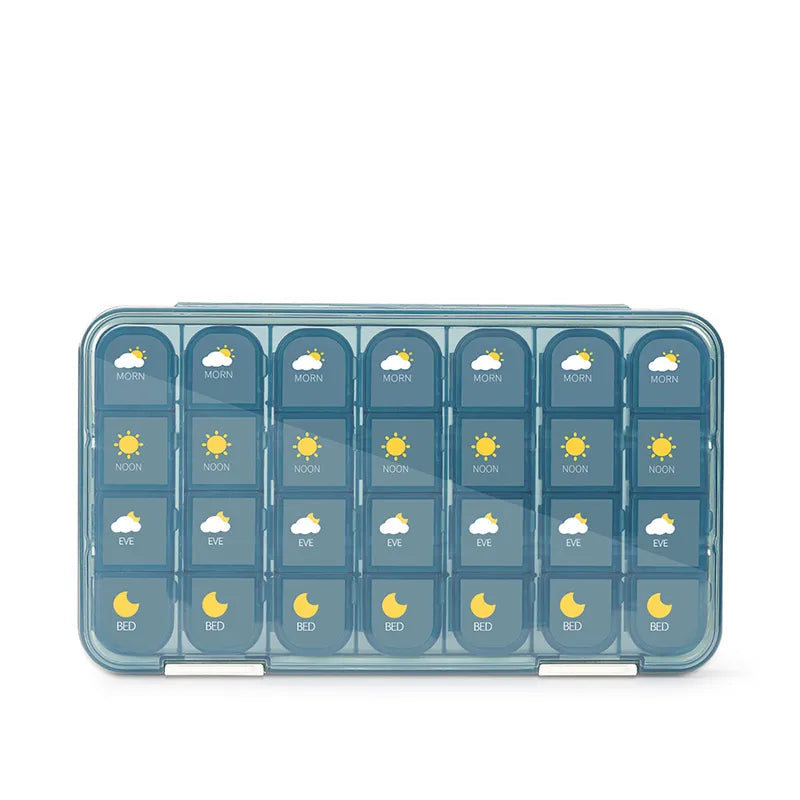 Glosen 28 Compartment Pill Organizer for Pills/Vitamins/Fish Oil/Supplements (Light Black)