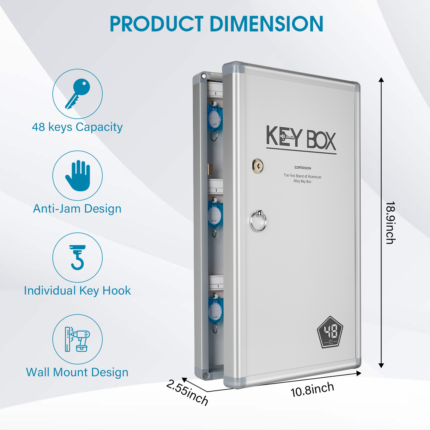 Key Cabinet, Key Organizer Lock Box Key Box Wall Mount with Lock and Key Tag for House Keys Outdoor 10.82 * 2.55 * 18.9 Inch【48 Slots】and 8.46 * 2.5 * 13 Inch 【24 Slots】