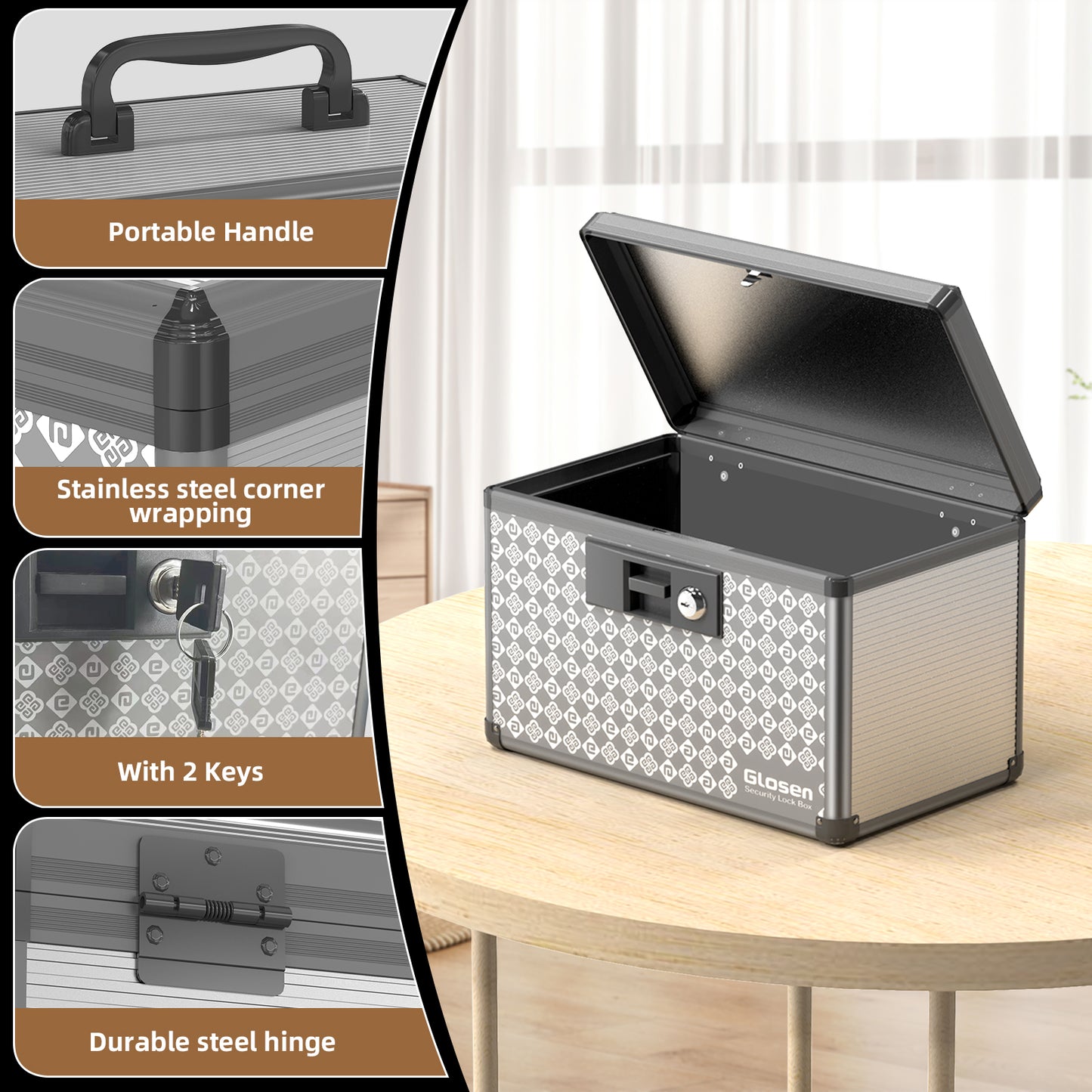 Medicine Lock Box ,Storage Lock Box , Lockable Dorm Storage Trunk with Key Lock - Briefcase, Lock Boxes for Personal Items,Household Portable Sundries Storage Box, Home Organizer
