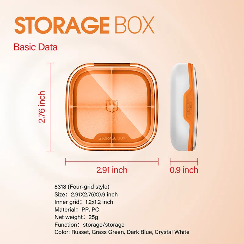 Glosen Plastic Pill Box Mini Portable Travel Pill Box