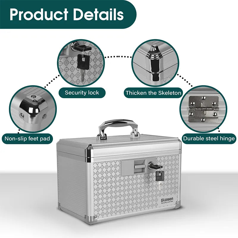 Glosen Lockable Personal Items Medication Storage Box with Key Lock