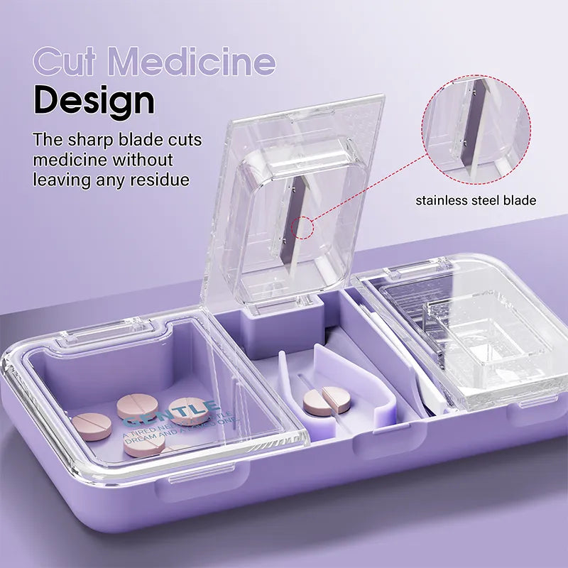 Glosen Small Pill Cutter, Portable Pretty Pill Crusher for Purse Pocket